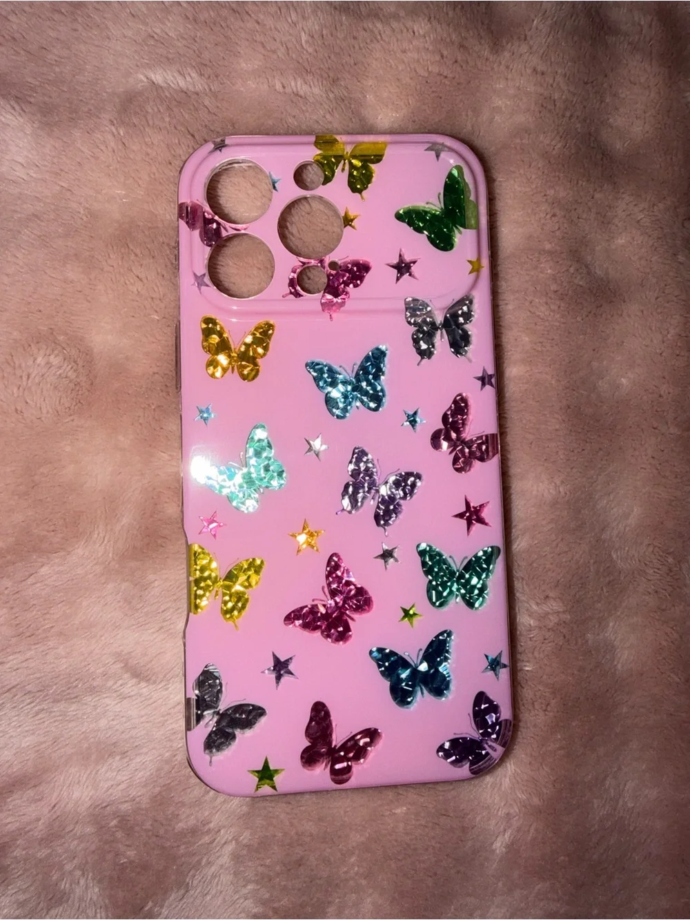 Pink Butterfly Glitter Phone Case